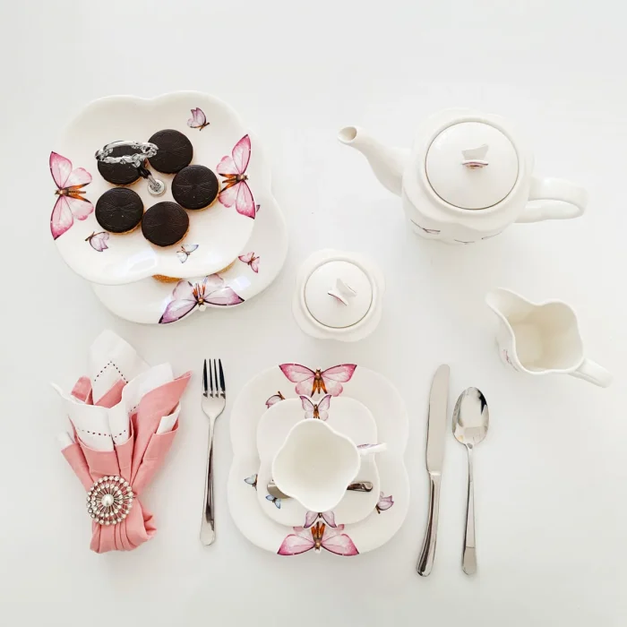 Jogo De Café 3 Peças Porcelana Borboleta Wolff