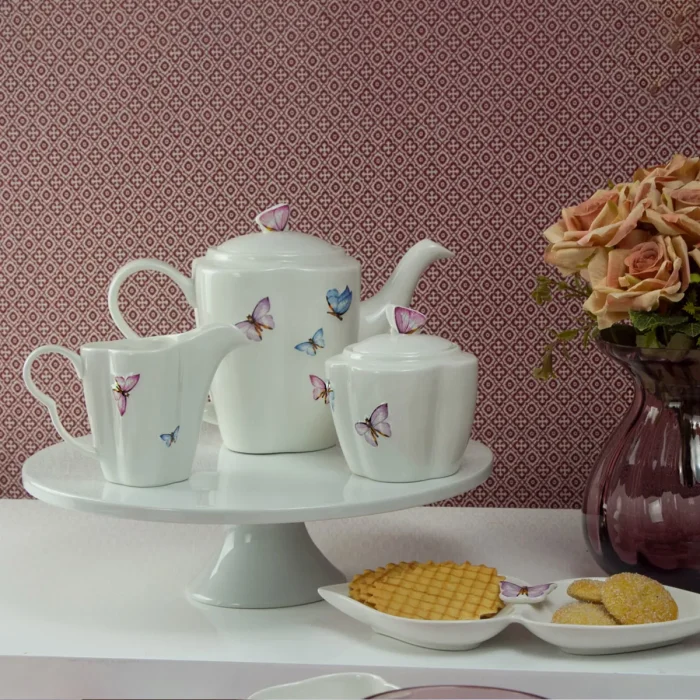 Jogo De Café 3 Peças Porcelana Borboleta Wolff