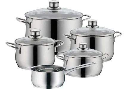 Jogo De Panelas Aço Inox Cromargan  Diadem Wmf 5 Pçs