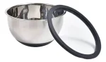 Kit 3 Bowls Em Aço Inox Tigelas Tampa De Vidro Kenya Azul-aço