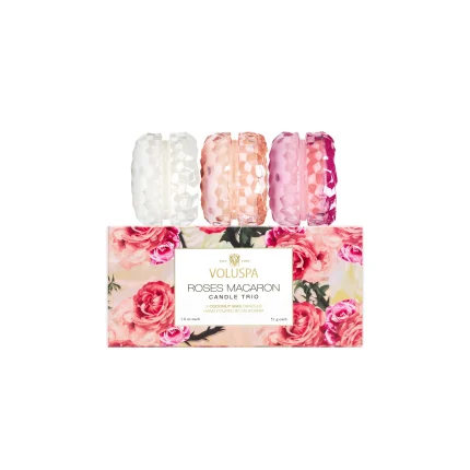 Kit 3 Mini Velas Macaron Roses 15h
