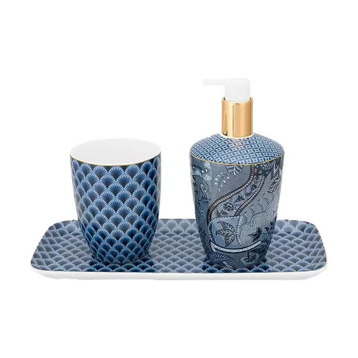 Kit 3 peças Para Banheiro Kyoto Festival Azul Porcelana Pip Studio