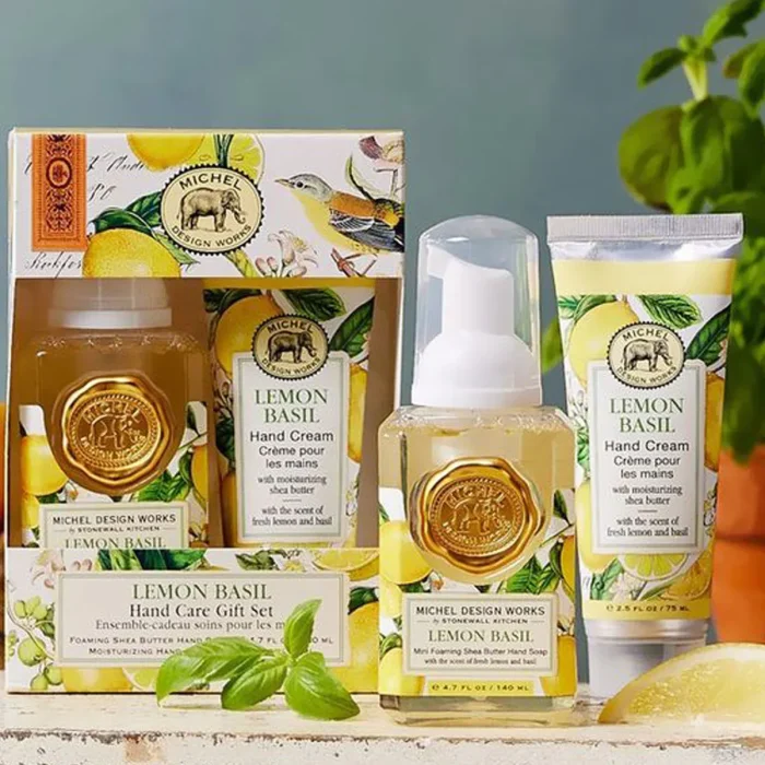 Kit Mini Sabonete Liquido e Creme Para Mãos Lemon Basil Michel Design Works