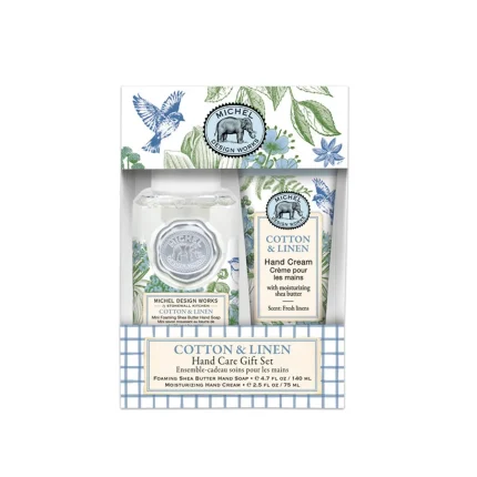 Kit Mini Sabonete Liquido e Creme Para Mãos Cotton e linen Michel Design Works