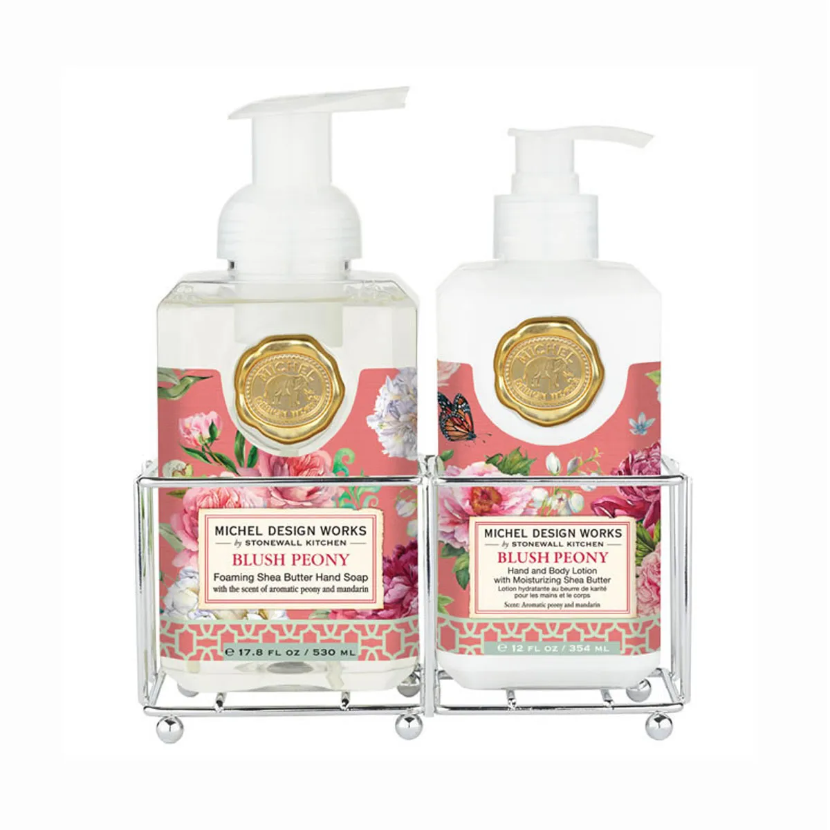 Kit Sabonete Liquido e Hidratante Com Suporte Blush Peony Michel Design Works Kit Sabonete Liquido e Hidratante Com Suporte Blush Peony Michel Design Works