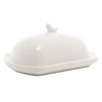 Manteigueira de Porcelana Branca Bird Wolff 15 cm