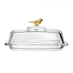 Manteigueira Retangular com Tampa Golden Bird Cristal