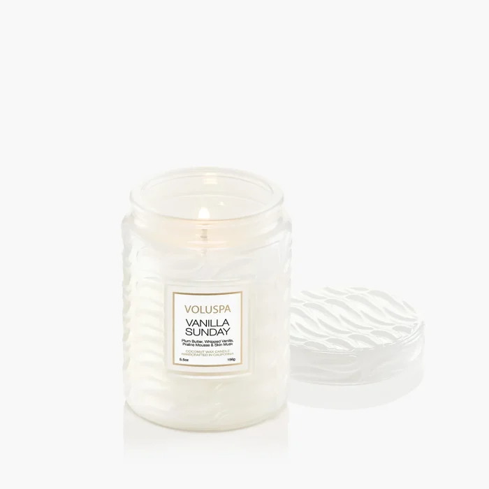 Mini Vela Pote Vidro 50h Relevo Vanilla Sunday