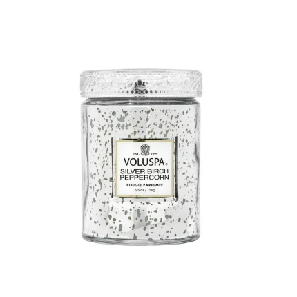 Mini Vela Pote Vidro 50h Silver Birch Peppercorn