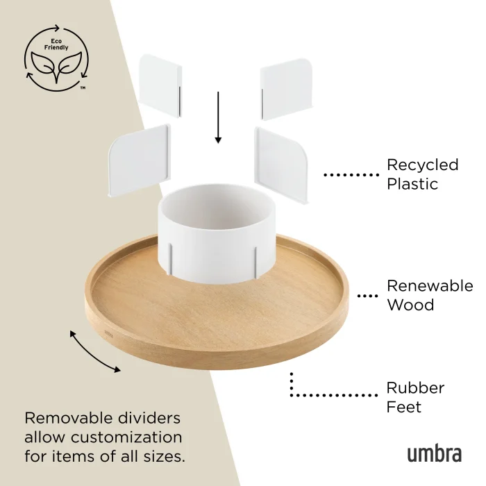 Organizador Bandeja Giratória Bellwood Madeira Umbra Branco