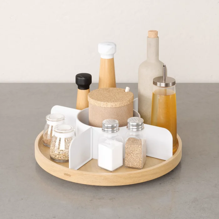 Organizador Bandeja Giratória Bellwood Madeira Umbra Branco