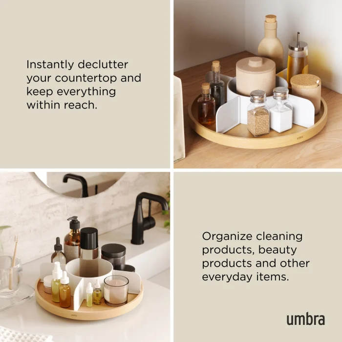 Organizador Bandeja Giratória Bellwood Madeira Umbra Branco