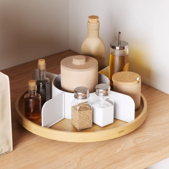 Organizador Bandeja Giratória Bellwood Madeira Umbra Branco