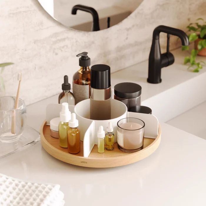 Organizador Bandeja Giratória Bellwood Madeira Umbra Branco