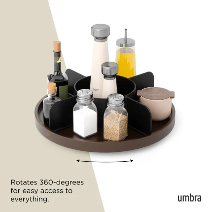 Organizador Bandeja Giratória Bellwood Madeira Umbra Preto