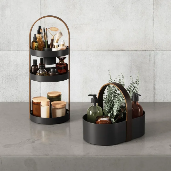 Organizador De Maquiagem  Preto Bellwood Madeira Umbra