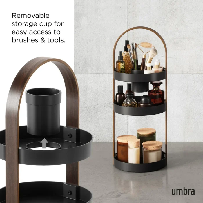 Organizador De Maquiagem  Preto Bellwood Madeira Umbra