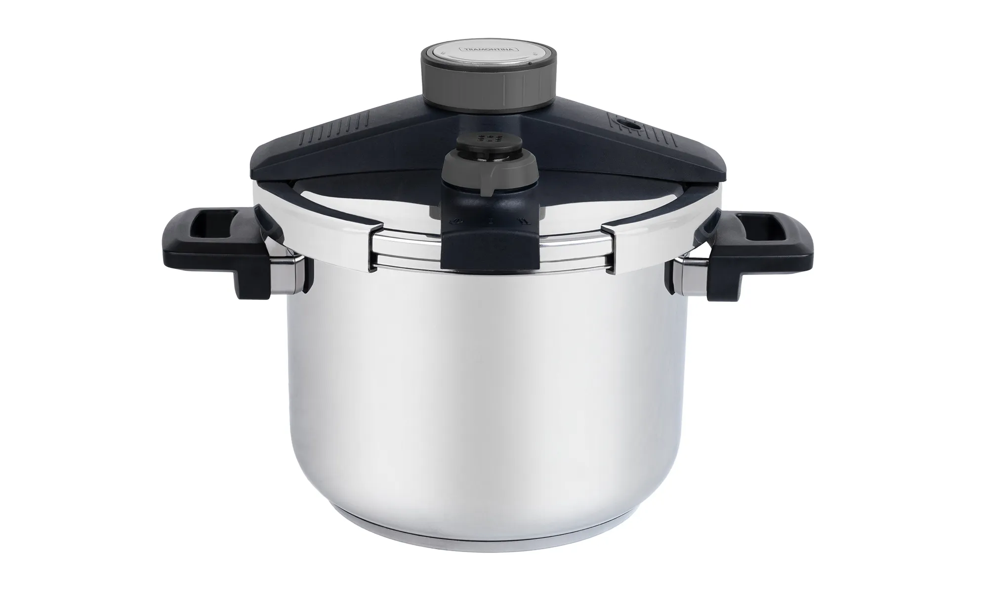 Panela de Pressão Tramontina Presto em Aço Inox Fundo Triplo com 5 Dispositivos de Segurança 22 cm 6 L Panela de Pressão Tramontina Presto em Aço Inox Fundo Triplo com 5 Dispositivos de Segurança 22 cm 6 L
