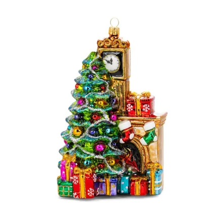 Pendente Natalino de Vidro Polonês Decor Luxo Árvore Com Lareira Huras Family Poland