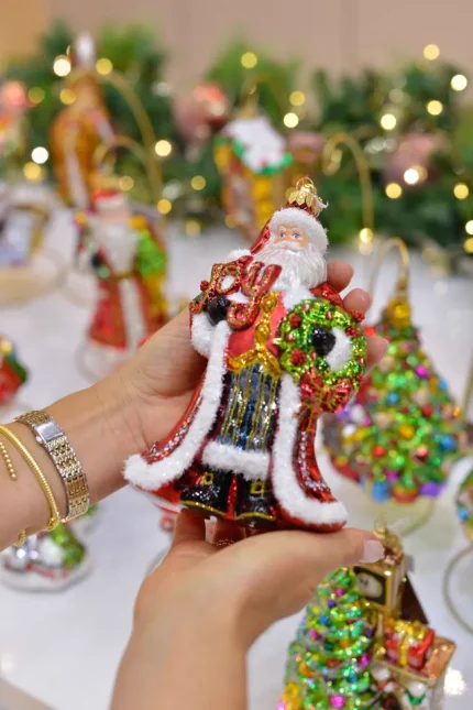 Pendente Natalino De Vidro Polonês Decor Luxo Papai Noel Joy Huras Family Poland