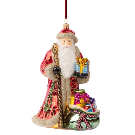 Pendente Natalino de Vidro Polonês Decor Noel Com Saco De Presentes Huras Family Poland