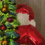 Pendente Natalino de Vidro Polonês Decor Papai Noel Com Árvore E Lareira Huras Family Poland