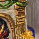 Pendente Natalino de Vidro Polonês Decor Papai Noel Com Árvore E Lareira Huras Family Poland