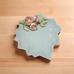 Petisqueira Cerâmica  Faiança Parreira Celadon Peônias
