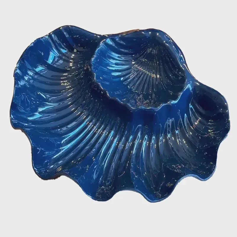 Petisqueira Melamina Formato Concha Azul Petisqueira Melamina Formato Concha Azul