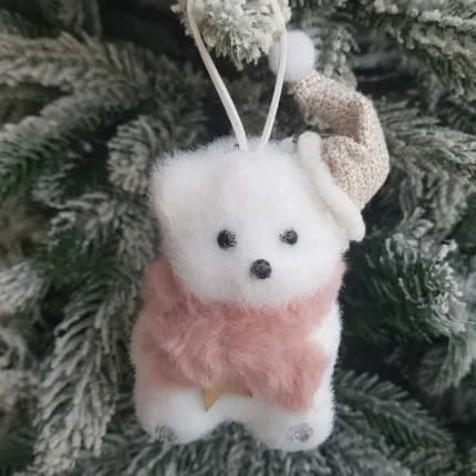 Petit Enfeite De Pendurar Natal Ursinho Rosa Cut