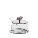 Pote Geleia com Pedra Ametista Inox Riva Coleção Brazilian Stones