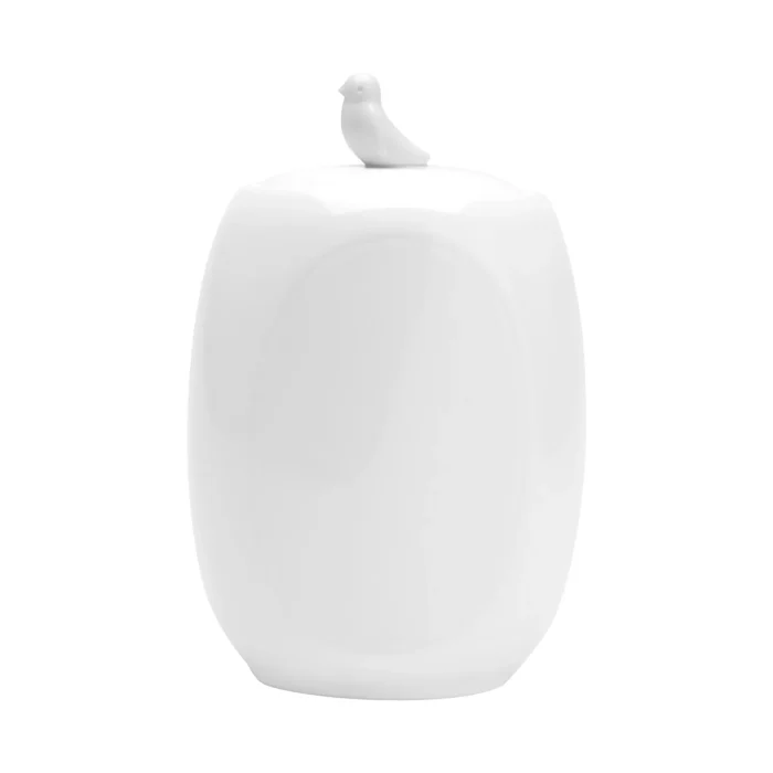Pote Porcelana Branca Bird Wolff 18 Cm