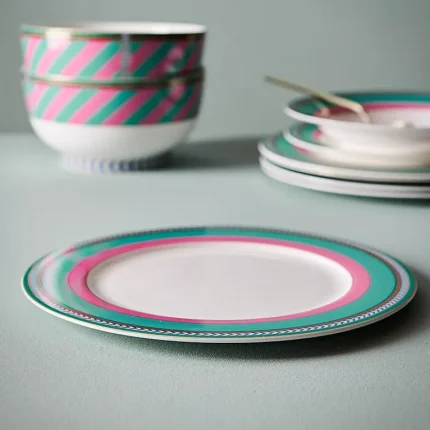 Prato de Jantar Stripes Rosa Verde Pip Chique Pip Studio