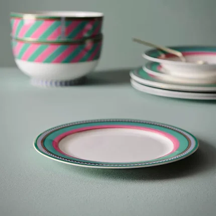 Prato de Sobremesa Stripes Rosa Verde Pip Chique Pip Studio