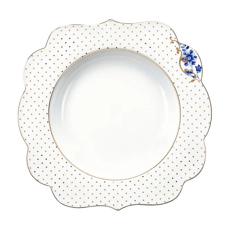 Prato de Sopa Porcelana Flowers Royal White Pip Studio Prato de Sopa Porcelana Flowers Royal White Pip Studio