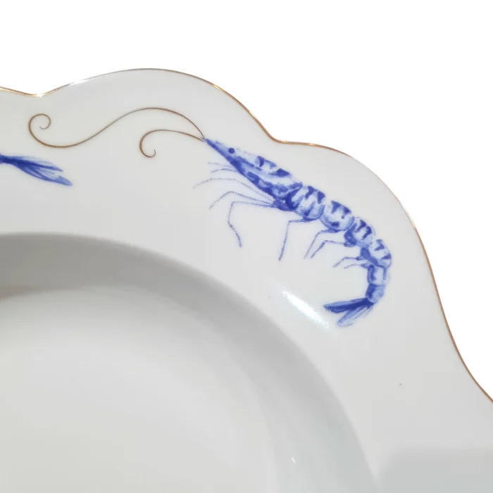 Prato Fundo Royal Yerseke Shrimp Porcelana Filete De Ouro Pip Studio