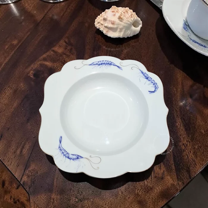 Prato Fundo Royal Yerseke Shrimp Porcelana Filete De Ouro Pip Studio
