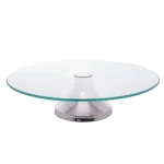 Prato Giratório para Bolo de Vidro com Pé de Aço Inox Mônaco 40cm  Wolff