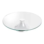 Prato Giratório para Bolo de Vidro com Pé de Aço Inox Mônaco 40cm  Wolff