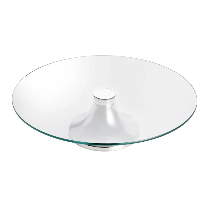 Prato Giratório para Bolo de Vidro com Pé de Aço Inox Mônaco 40cm  Wolff