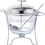 Rechaud De Vidro Redondo Com Tampa Concha e Suporte de Inox 4 Litros Mimo Style