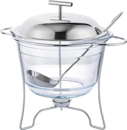 Rechaud De Vidro Redondo Com Tampa Concha e Suporte de Inox 4 Litros Mimo Style