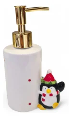Saboneteira Líquida Presente De Natal Branca Poá Vermelho