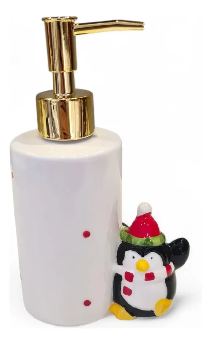 Saboneteira Líquida Presente De Natal Branca Poá Vermelho