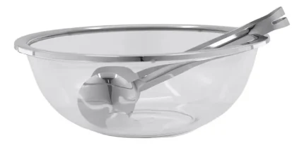 Saladeira Milan Aço Inox Vidro Com Pegador Riva