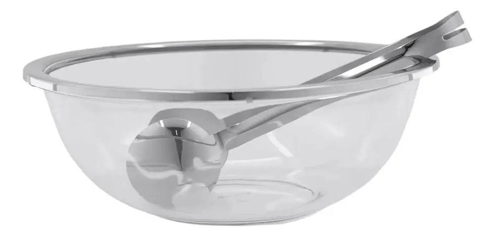Saladeira Milan Aço Inox Vidro Com Pegador Riva Saladeira Milan Aço Inox Vidro Com Pegador Riva