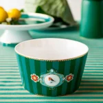 Tigela De Porcelana Listrada Verde Esmeralda 15 Cm Love Birds Pip Studio