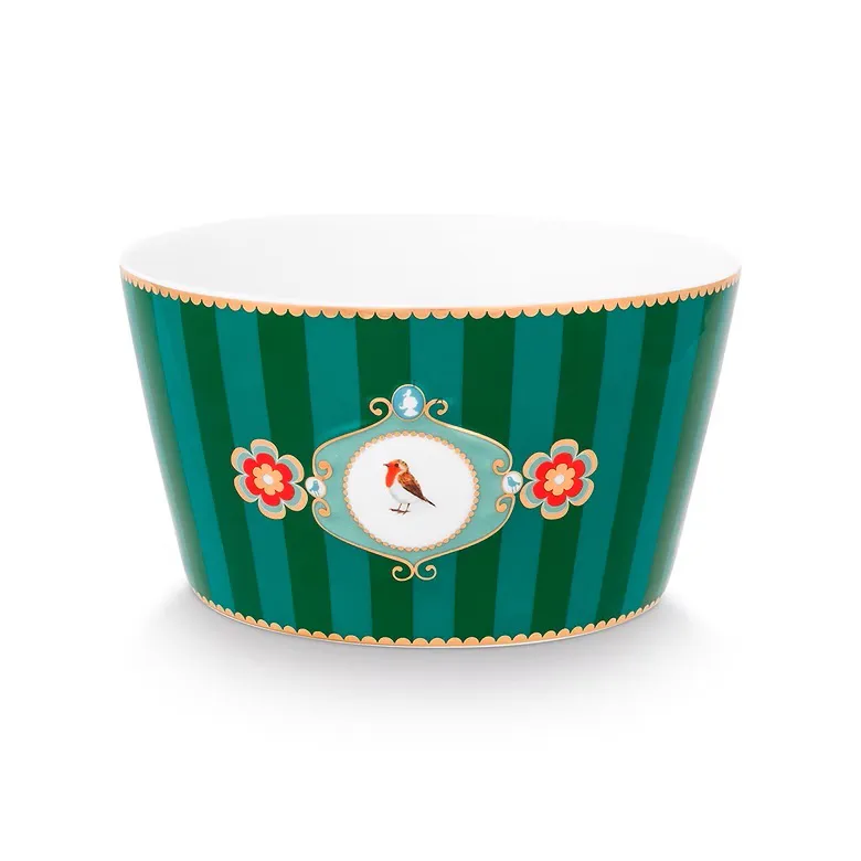 Tigela De Porcelana Listrada Verde Esmeralda 15 Cm Love Birds Pip Studio Tigela De Porcelana Listrada Verde Esmeralda 15 Cm Love Birds Pip Studio