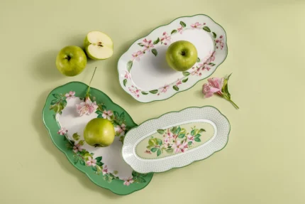 Travessa Apple Blossom Horticool Green Bone China Tea Delight