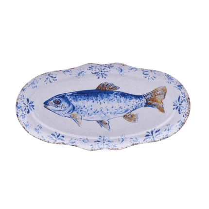 Travessa Melamina Peixe Azul 40 Cm